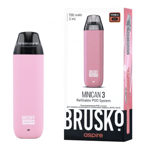 Перезаправляемая Под-Система Бруско Миникан 3 (Brusko Minican 3) 700 mah, Розовый